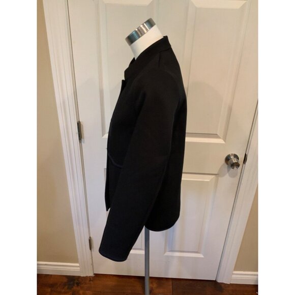 J. Crew Black Micro Striped Textured Jacket W/ Navy Piping, Size 2, NWT! - Picture 5 of 7